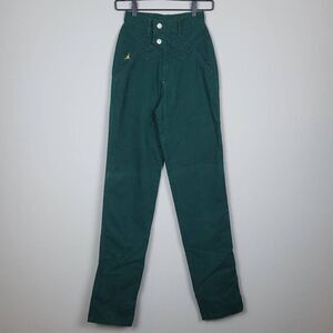 Vtg Jewells Classic Bottoms Womens 1 High Waist Jeans Green Tapered Leg Cotton